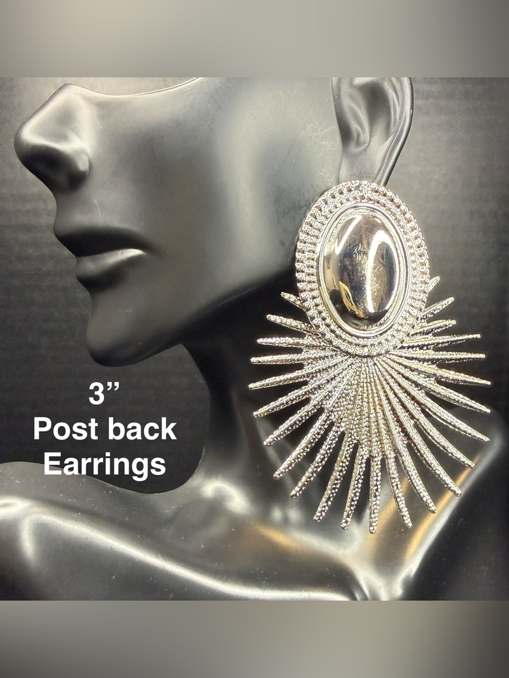 Silver Sunburst Statement Earrings - Women Jewelry